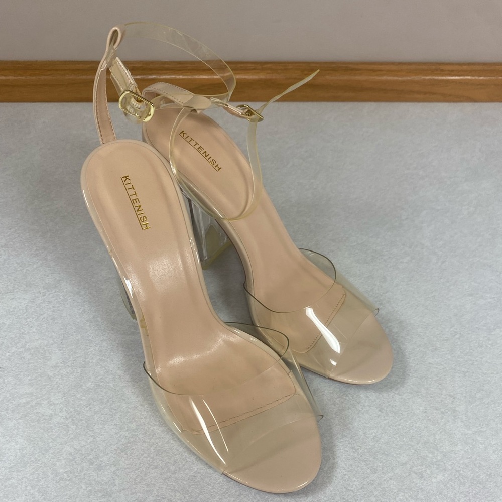 Kittenish Clear and Nude Women's Heels